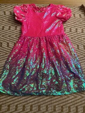 Lola + The Boys Iridescent Hot Pink Sequin Party Dress size 14
